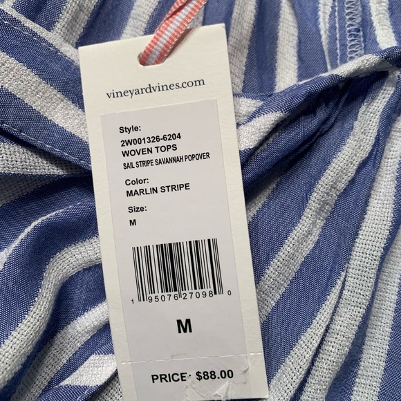 Vineyard Vines Women's Savannah Sail Stripe Popover Top in Blue NWT - Size Med - Picture 8 of 11